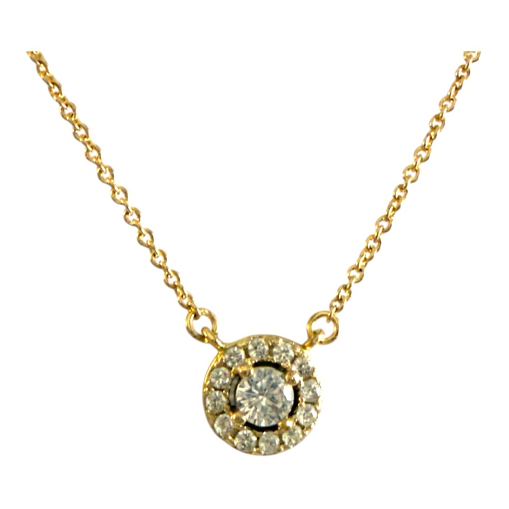 Kenneth Jay Lane Gold-Tone Necklace With Round Cz Crystal Pendant 25$